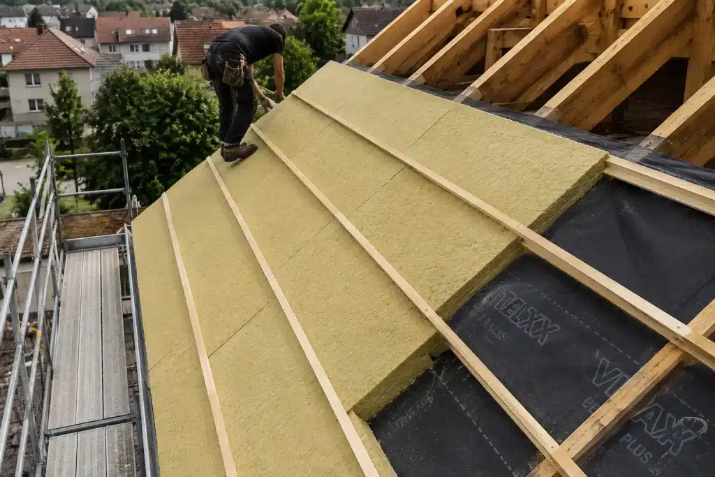 isolation de toiture par l'extérieur avec technique du sarking lors d'une rénovation de toiture en Alsace