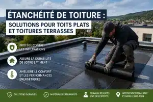 Étanchéité d'une toiture terrasse avec pose d'une membrane sur un toit plat en Alsace