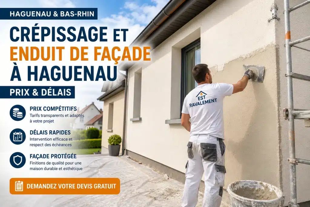 Crépissage et enduit de façade à Haguenau sur une maison individuelle