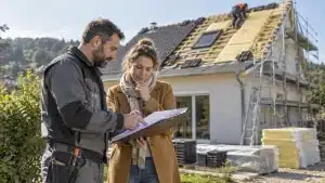 Analyse d’un devis d’isolation de toiture devant une maison en rénovation