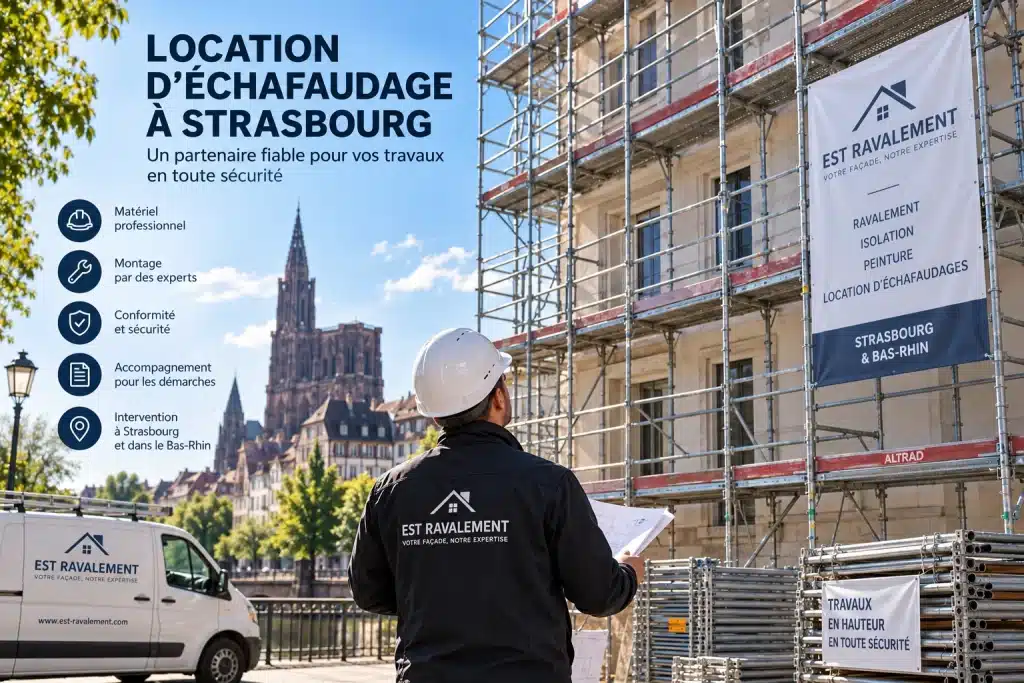 Location d’échafaudage à Strasbourg pour des travaux de façade en toute sécurité