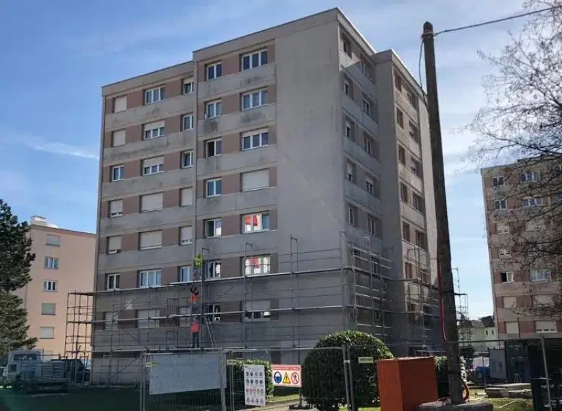 Façades du quartier Les Pins à Haguenau avant les travaux d’isolation extérieure