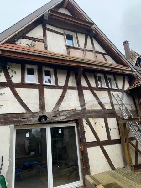 Façade avant application de crépi à la chaux à Vendenheim